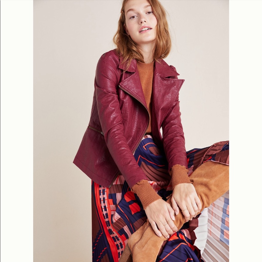 Anthropologie Petula Puff-Sleeved Moto Jacket